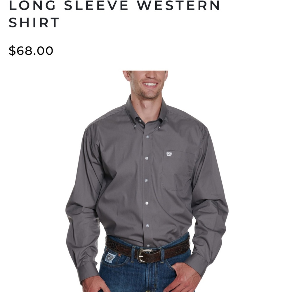 Cinch Charcoal Button Down Shirt - Large - NWT